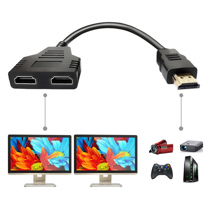 BATU HDMI-Splitter-Adapterkabel – HDMI-Splitter, 1-in-2-Out-Stecker auf Dual-Buchse, 1 auf 2-Wege-Bu