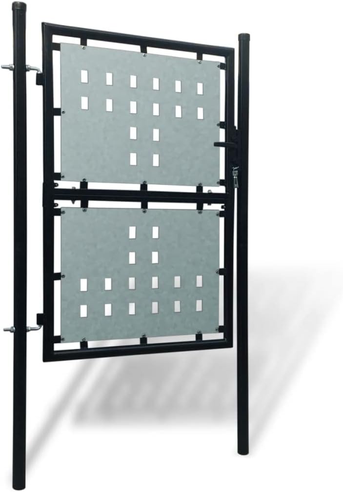 WIFESE Gartentor 100x200 cm Zauntor GartentüR Gartenzaun Doppelstabmattenzaun Gartenzaun Komplettset