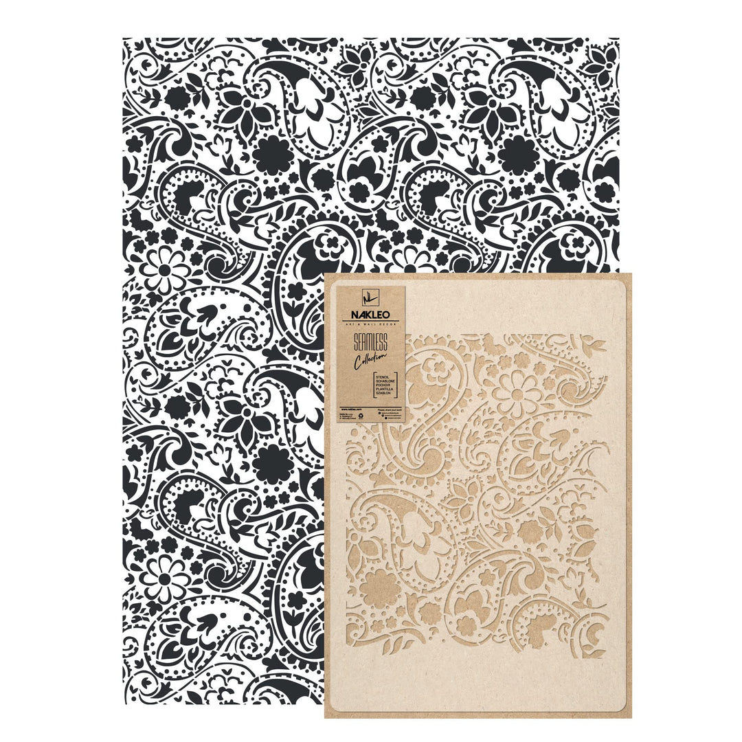 NAKLEO Wiederverwendbare Kunststoff-Schablonen - 59x95cm - Blumen Paisley Türkisch Orientalisch - Gr