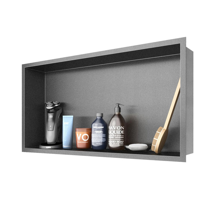 ROVOGO 60 x 30 x 10 cm Nano Schwarz Wandnische Dusche Edelstahl, Eingebettete Duschnische Einzelrega