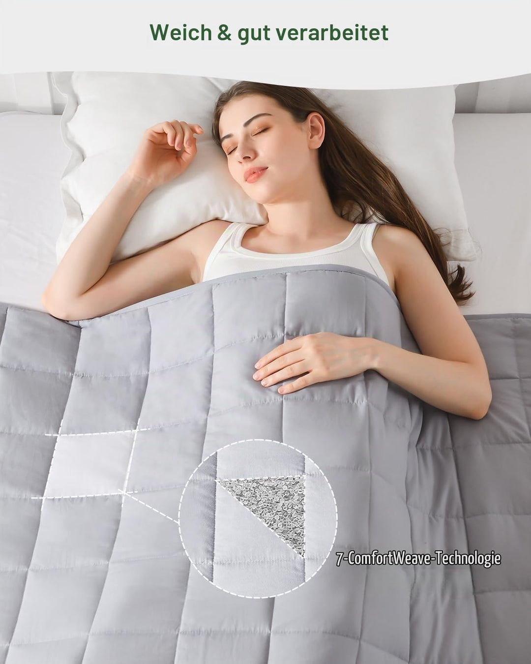 Sivio Gewichtsdecke für Erwachsene 5,5kg, Atmungsaktive Beschwerungsdecke, weiches Material mit Glas