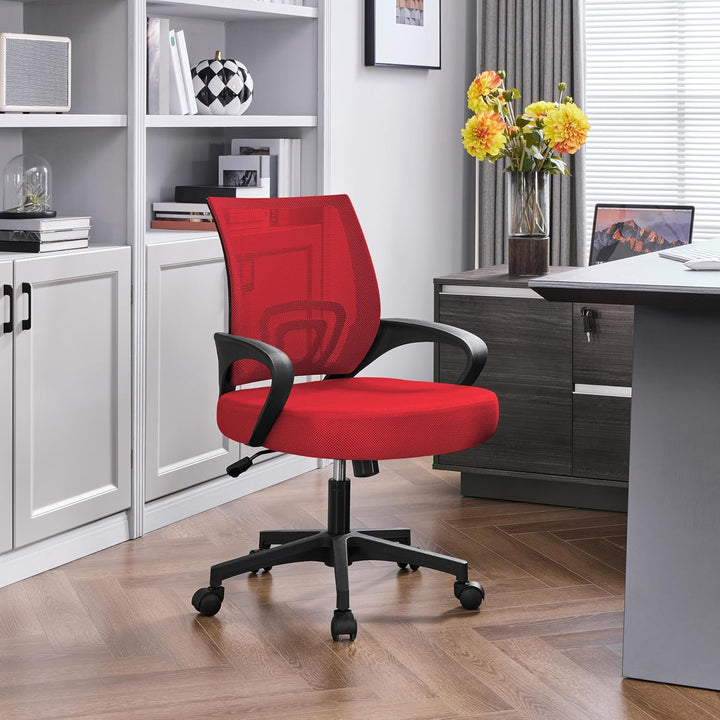 Yaheetech Bürostuhl Ergonomisch, Schreibtischstuhl mit Netzbespannung und Armlehnen, Drehstuhl aus M