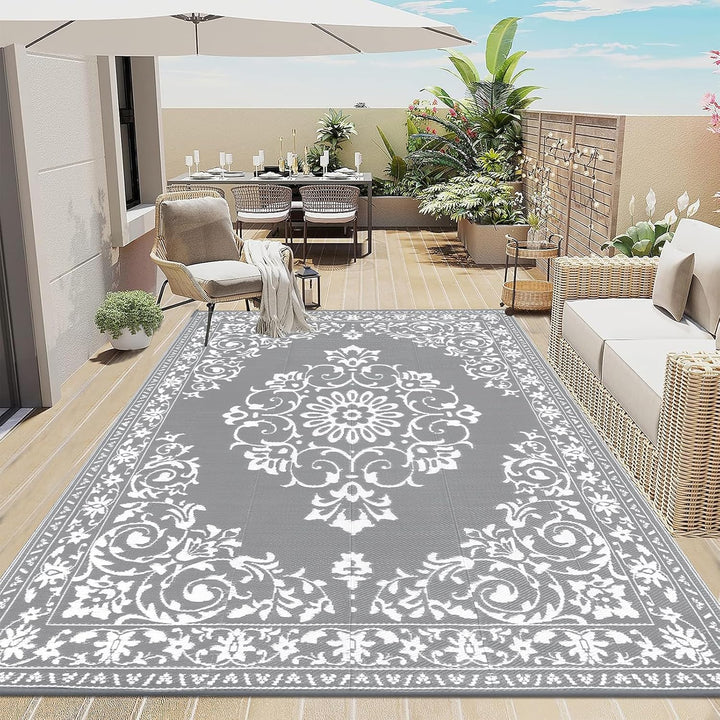 Enyhom Strapazierfähiger RV Camping Aussenteppich (OH-Grau, 240 x 300 cm), Grau