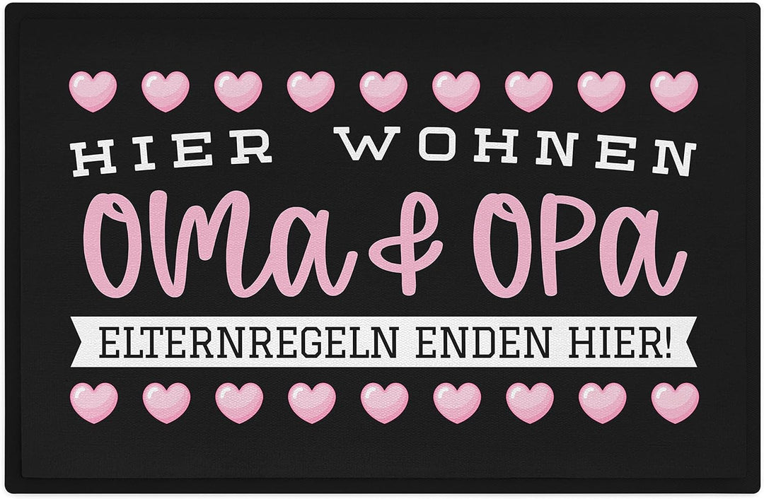 Trendation - Oma Und Opa Fussmatte Geschenk Hier Enden Elternregeln Grosseltern Schmutzfangmatte 60x