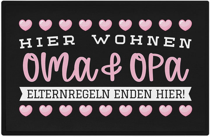Trendation - Oma Und Opa Fussmatte Geschenk Hier Enden Elternregeln Grosseltern Schmutzfangmatte 60x