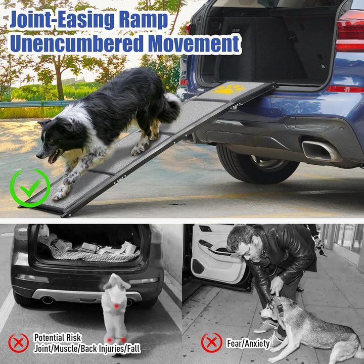 BACOENG Hunderampe Auto Klappbar, Hundetreppe Auto mit Rutschfester Teppich, 160cm rutschfest Hunder