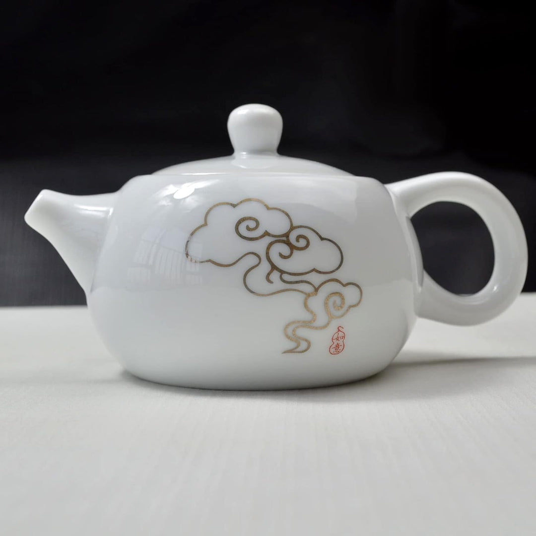 Porzellan-Teekanne, 170 ml, kleine Teekanne, weiss, chinesisches Gongfu-Tee-Set (verheissungsvolle W