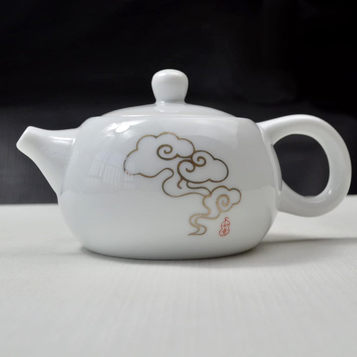 Porzellan-Teekanne, 170 ml, kleine Teekanne, weiss, chinesisches Gongfu-Tee-Set (verheissungsvolle W