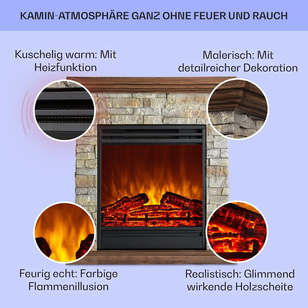 Klarstein Elektrokamin, Elektro Heizungen für Wohnzimmer & Innenräume, Elektrischer Kamin mit LED Fl