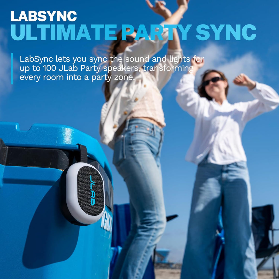 JLab Pop Party Ultrakompakter, tragbarer Bluetooth-Lautsprecher mit 8+ Std. Akku, 5W kabelloser, Kle