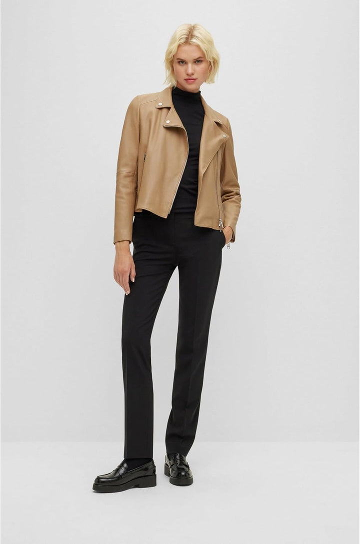BOSS Damen Lederjacke 44 Medium Beige, 44 Medium Beige