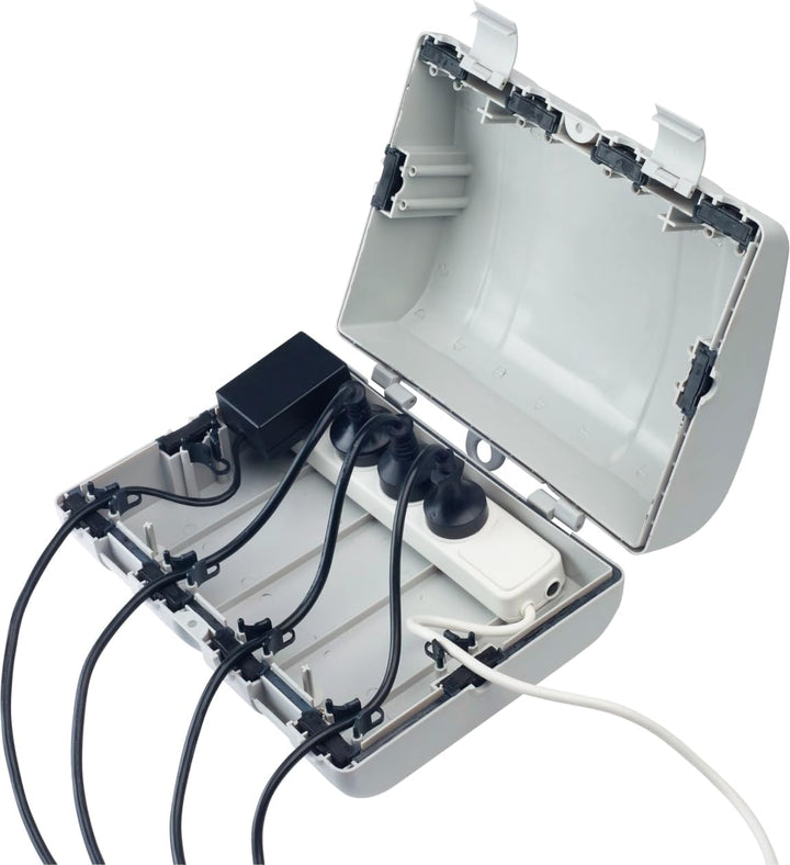 REV Sicherheitsbox für Verlängerungskabel, Outdoor Sicherheitsbox IP64, 6fach, wasserdichte Kabelver