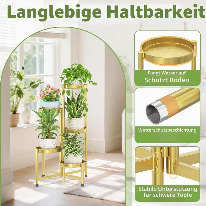 iDavosic.ly 5 Etagen Metall Pflanzenständer Blumentopfständer, Mehrstöckig Pflanzenregal Blumenregal