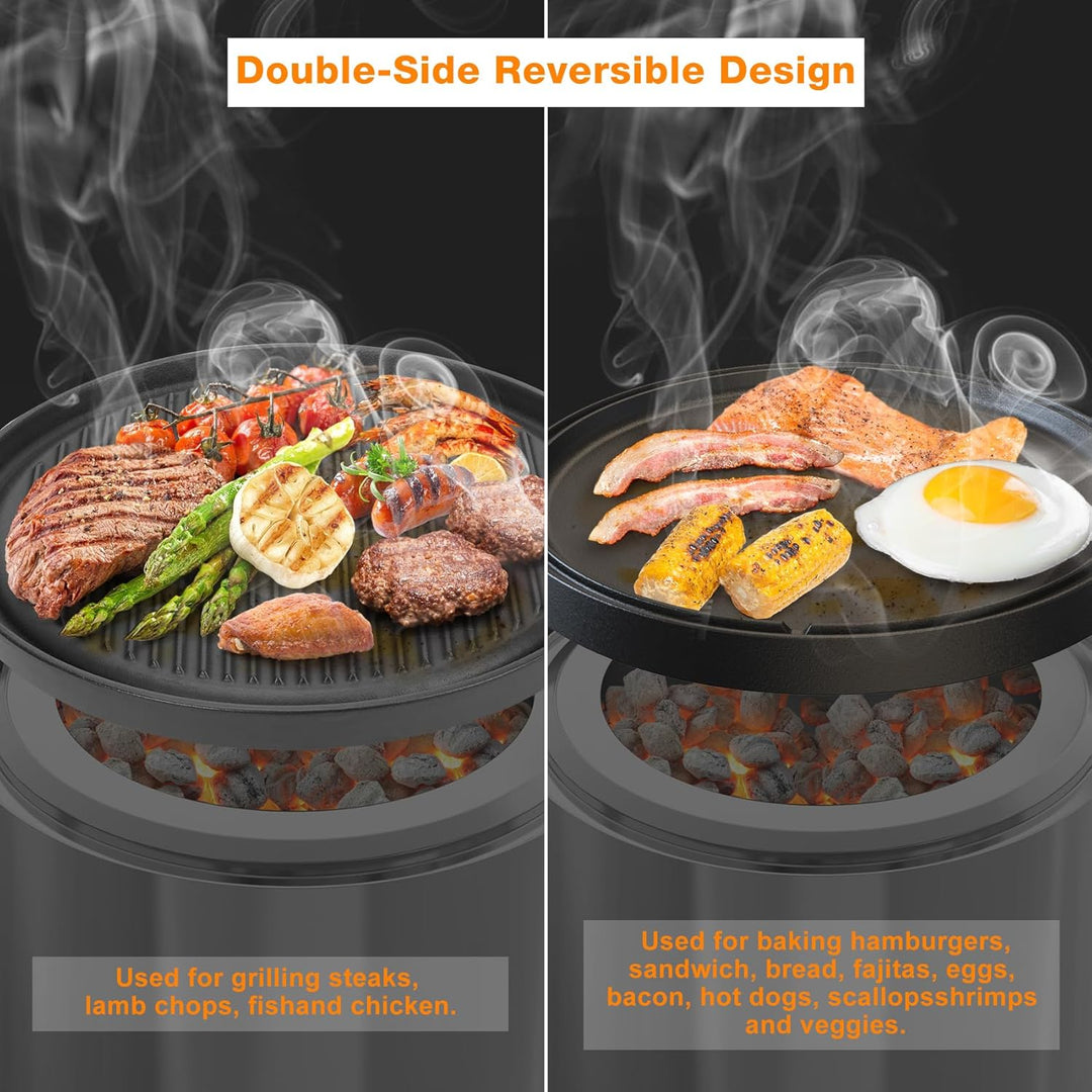 Onlyfire Gusseisen Grillplatte mit Abnehmbaren Füssen, BBQ Griddleplatte für Solo Stove 15" Ranger F