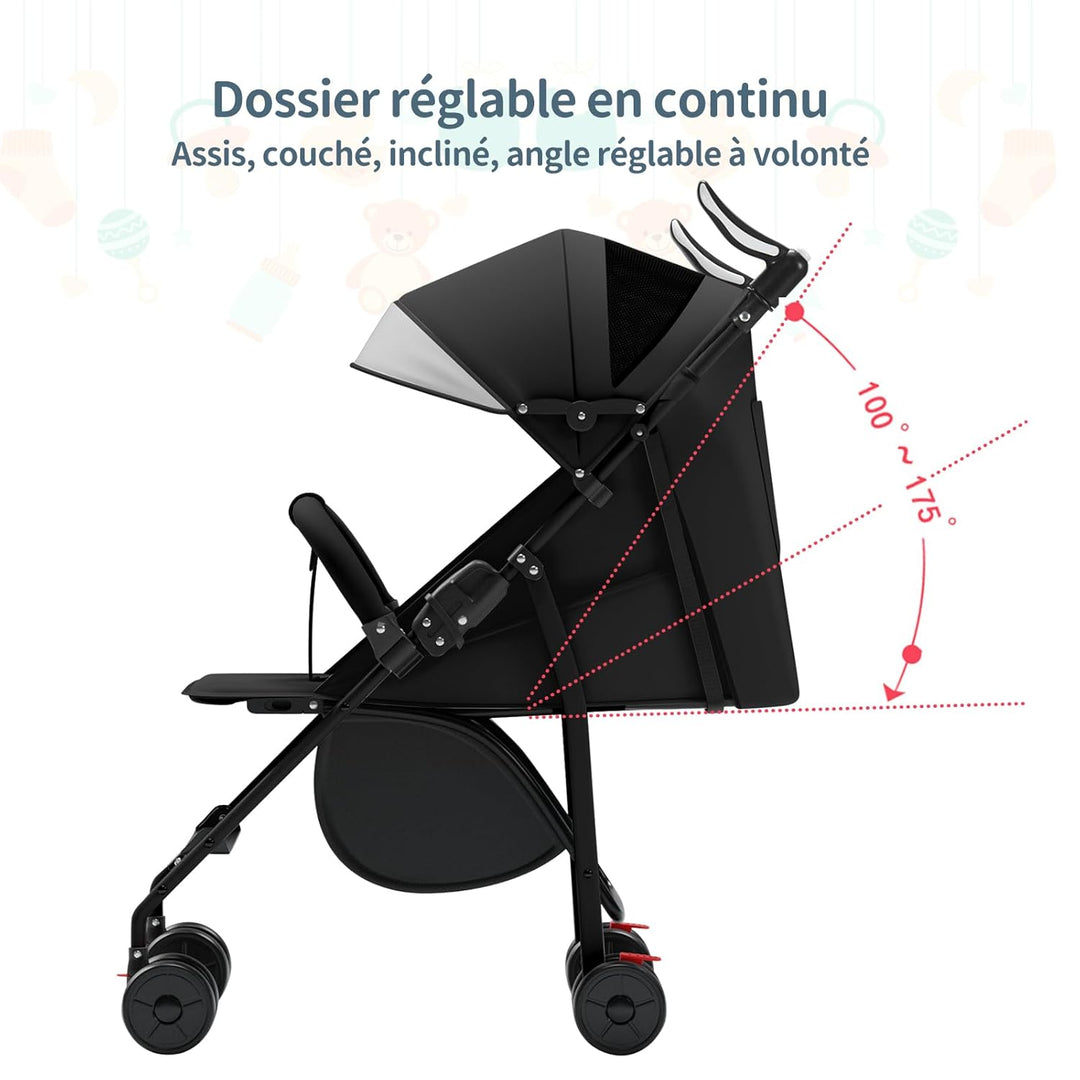 Kinderwagen mit kompaktem Gehstock, 0 – 36 kg, Reisekinderwagen mit Baumwolle und Moskitonetz, Einka