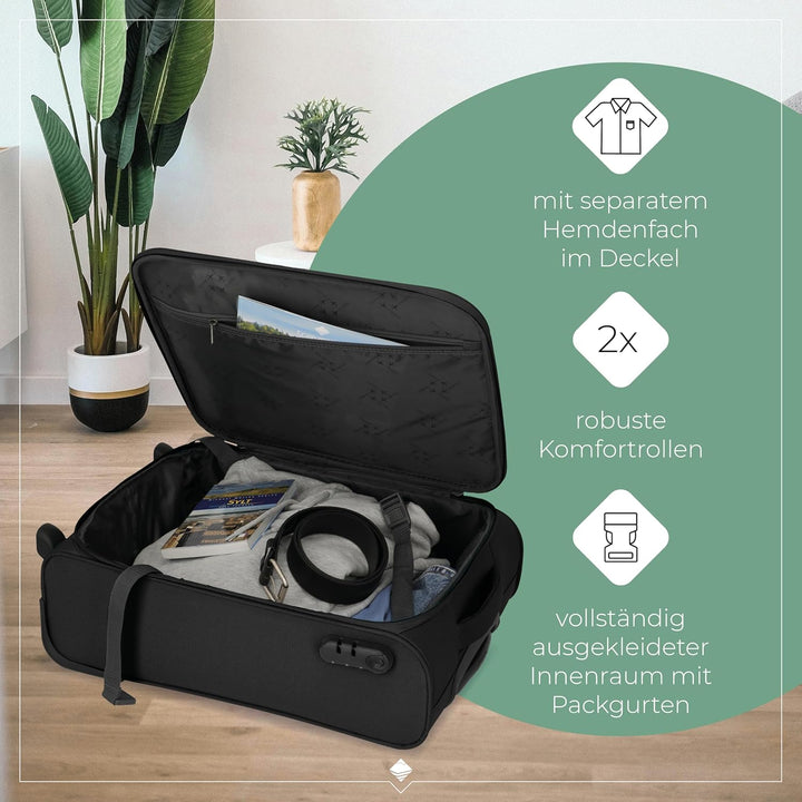 travelite 2 Rad Handgepäck Koffer mit Schloss erfüllt IATA Bordgepäck Mass, Gepäck Serie CABIN: Komp