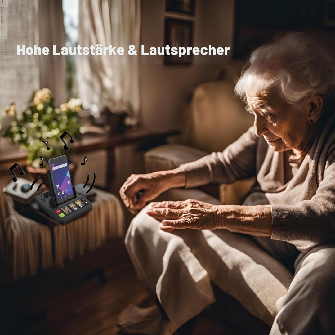 VOCA Senior Freisprechanlage mit 3 Geschwindigkeitswahl-Fototasten, Notruf, kabelloses Laden, Anrufa