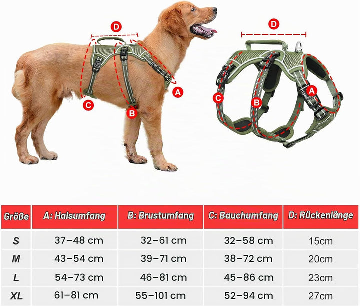 HEELE Hundegeschirr, Ausbruchsicher, Schnalle im Halsbereich, Reflektierend, Brustgeschirr mit Robus