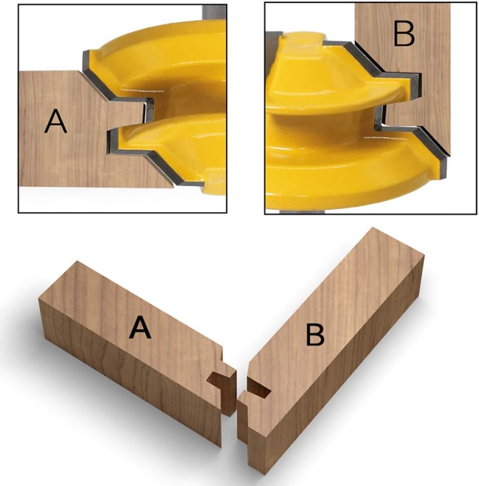 45 Grad Lock Mitre Router Bit, APLUS Holzfräser, Nutfräser + 8 mm Schaft Zungenschaft und Nutfräse S