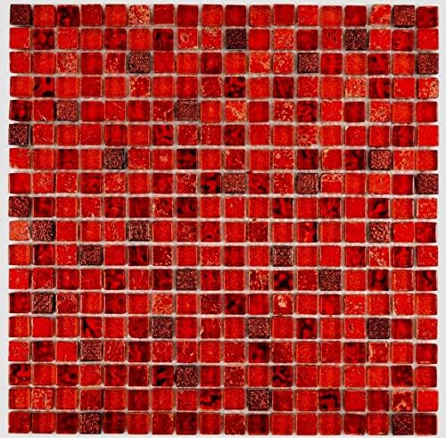 Mosaik Fliese Transluzent rot Glasmosaik Crystal Resin rot für WAND WC KÜCHE FLIESENSPIEGEL THEKENVE