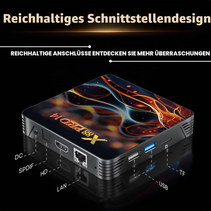 Android TV Box 14.0, 2025 8K Neueste Android Box mit RAM 2G ROM 32G WiFi6 Enternet 10/100M Bluetooth