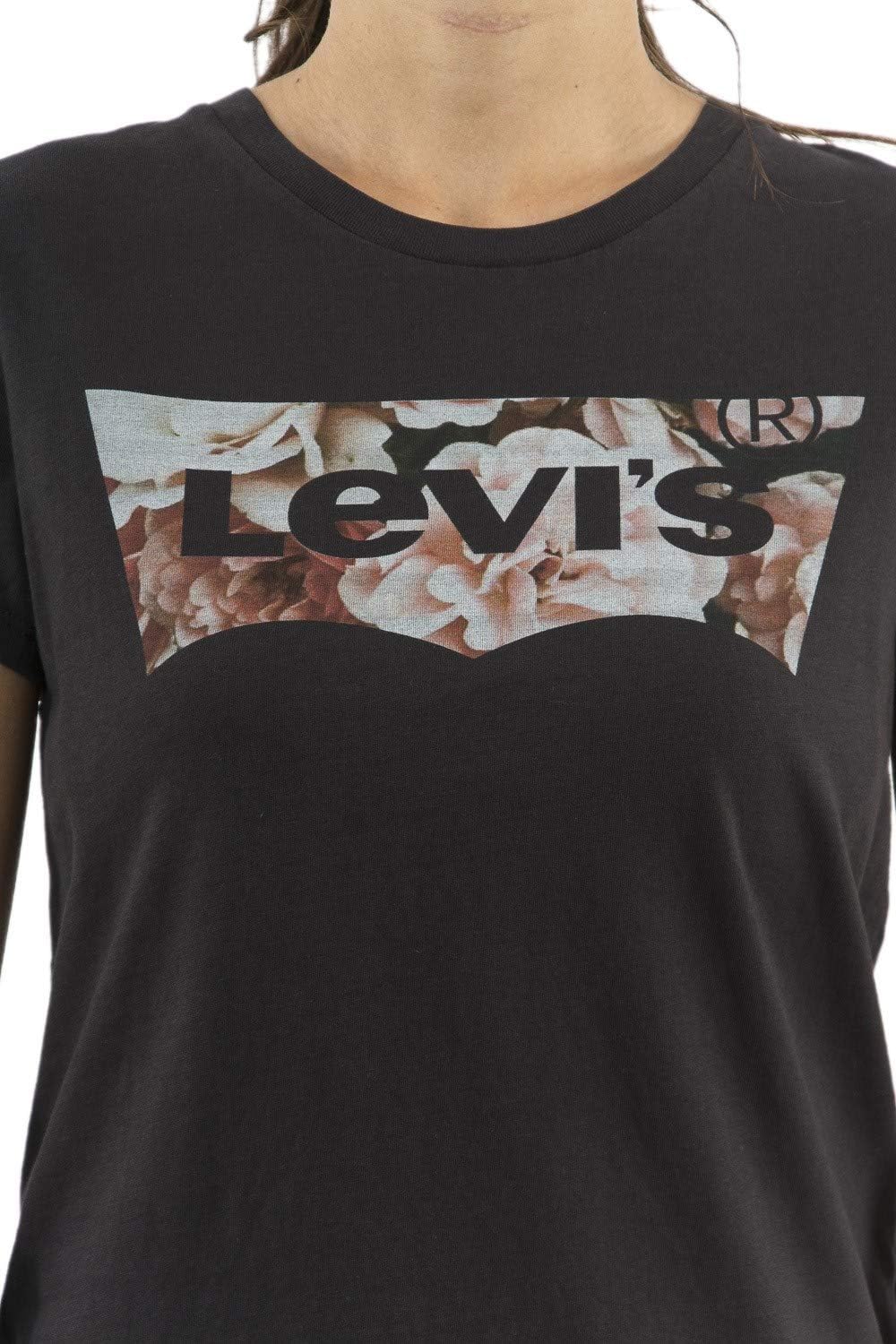 Levi's Damen The Perfect Tee Graphic TEES (1er Pack) XS Housemark Photo Fill Meteorite, XS Housemark