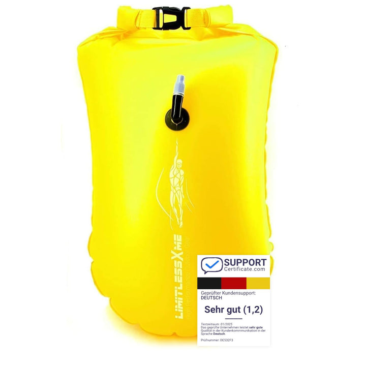 Schwimmboje & Trockensack - 28l. Sicherheit beim Schwimmen, Open Water und Triathlon. Swimming Buoy,