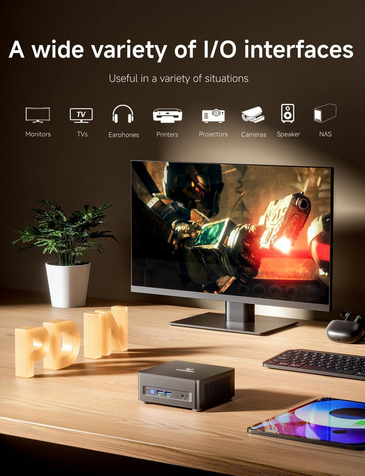 MINIS FORUM UM690L Slim Mini-PC, AMD Ryzen 9 6900HX (8 Kerne/16 Threads, bis zu 4,9 GHz), 32 GB LPDD