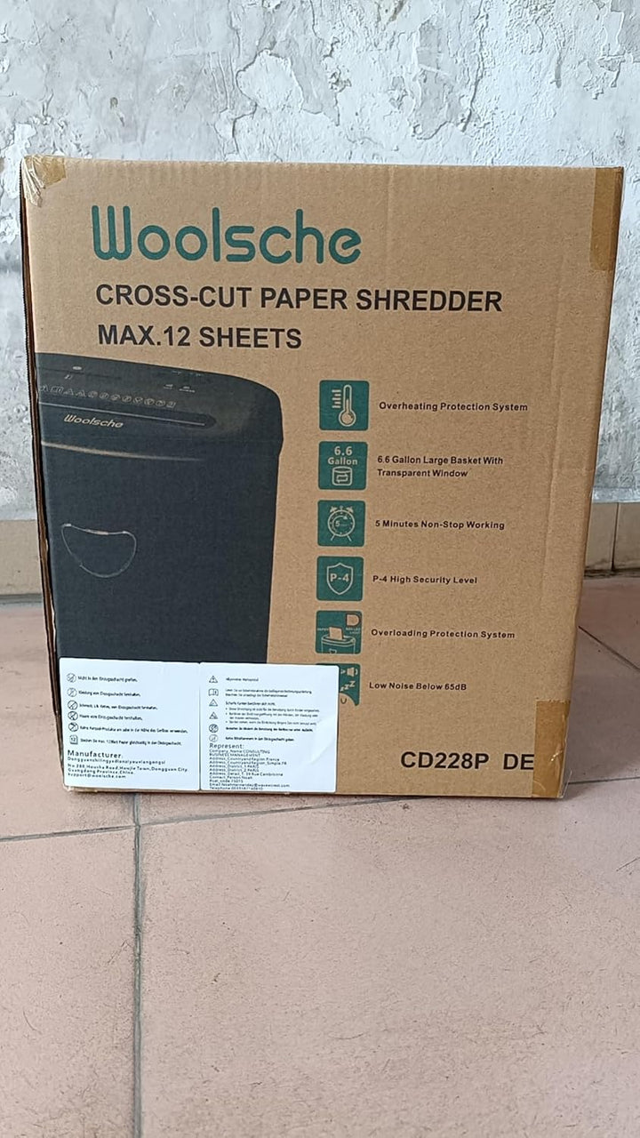 Aktenvernichter, schreddert 12 Blätter auf einmal, kann Kreditkarten/CD und Büroklammern zerkleinern