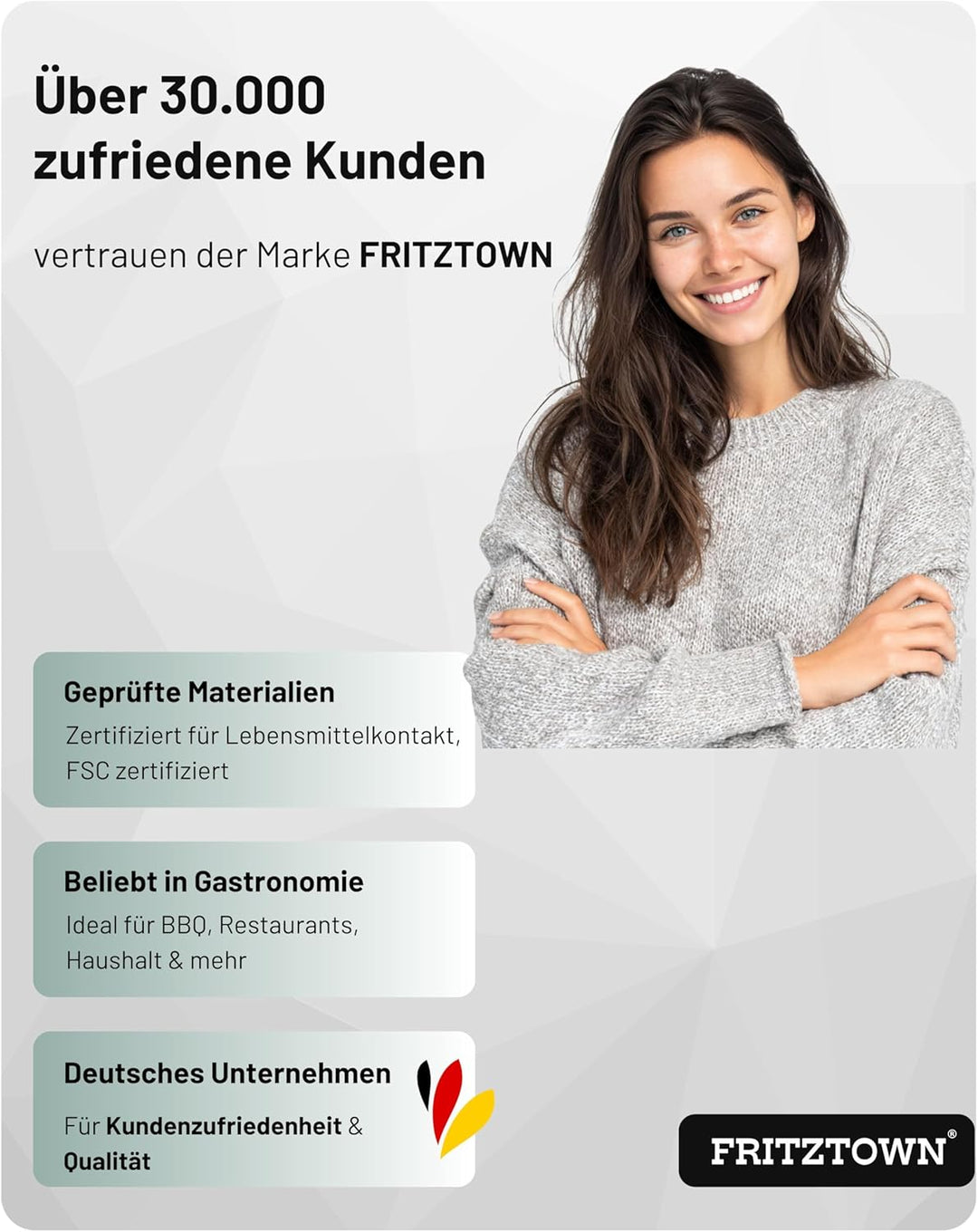 FRITZTOWN® Deluxe XL Grill Salzstein - 20x20x5 cm - 4,4 kg - Extra Stark - Feiner Geschmack durch Kr