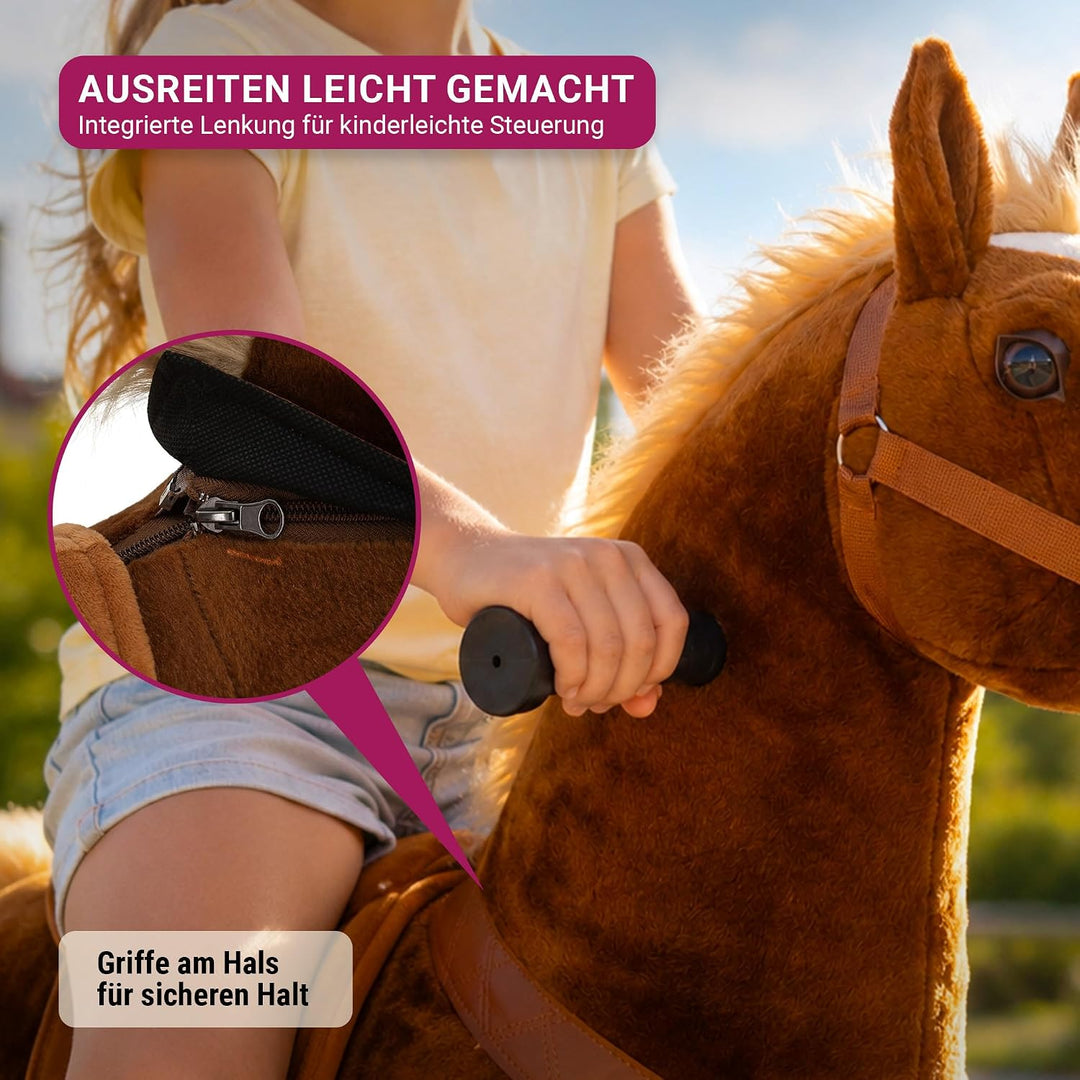 Miweba Pony Amadeus | Reitpferd auf Rollen - Pferd für Kinder - Schaukelpferd - Schaukeltier - Kusch
