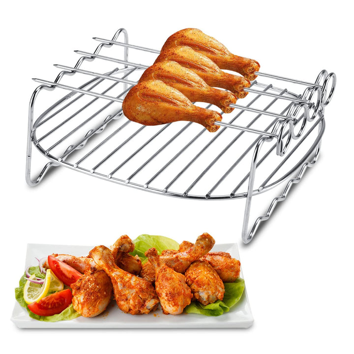 Backrost 18 * 18 * 8 Ersatz BBQ Rack Doppelschicht Spiesse Backblech Luftfritteuse