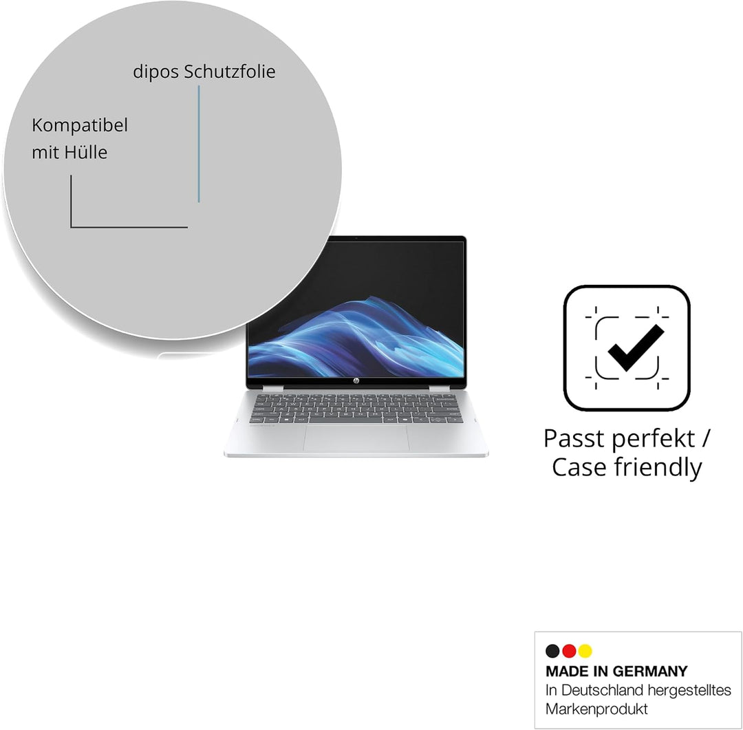 dipos 2x Displayschutzfolie matt für HP OmniBook 5 Flip 14-FP0254ng | Antireflex, entspiegelnd, pass