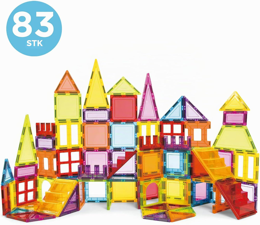 Educa - Magnetic | Magnetische Bausteine Kinder 83 Teile | 3D-Magnetbaukasten mit Fenstern, Rädern &amp;