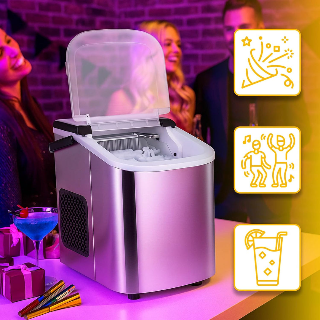 Retoo Eiswürfelmaschine, 12kg/tag Kompakt Ice Maker 9 Eiswürfel/6 Min für Küche Bar Büro – Schneller
