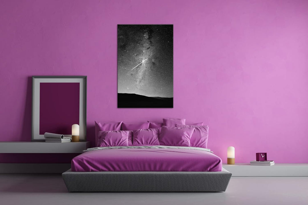 deyoli ein fallender Stern am Himmel Effekt: Schwarz&Weiss, Format: 80x60 als Leinwandbild, Motiv fe