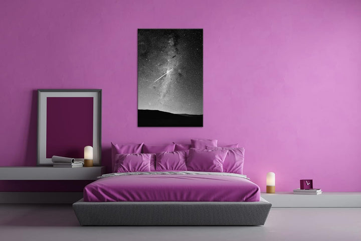 deyoli ein fallender Stern am Himmel Effekt: Schwarz&Weiss, Format: 80x60 als Leinwandbild, Motiv fe