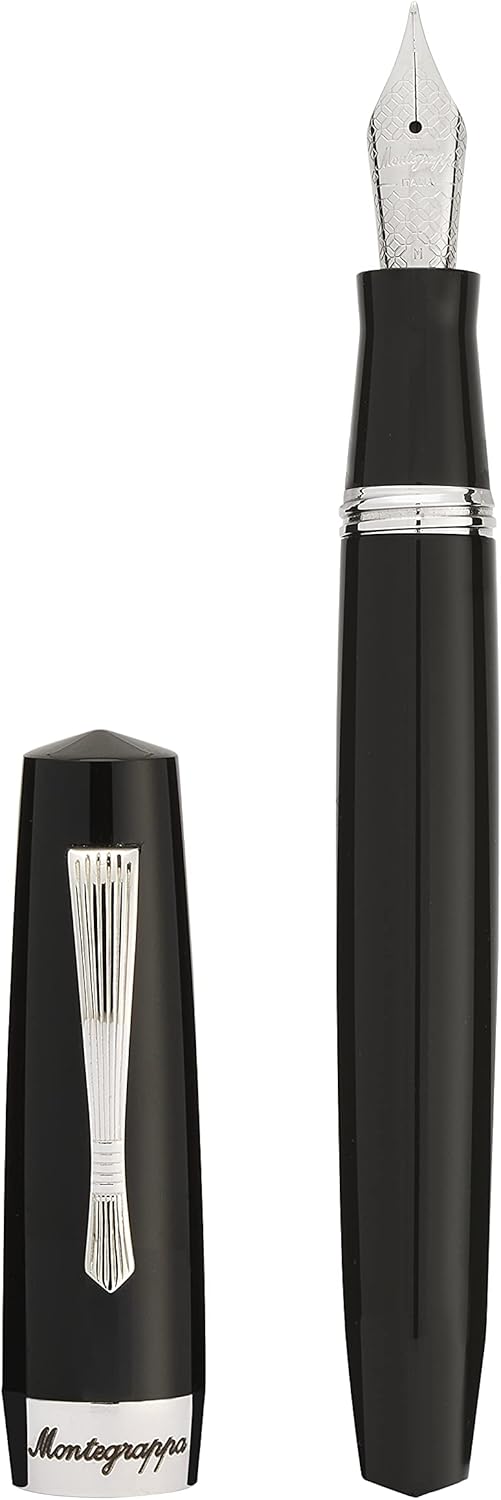 Montegrappa Elmo 02 Jet Black Füllfederhalter in der Farbe schwarz, aus Edelharz und Edelstahl herge