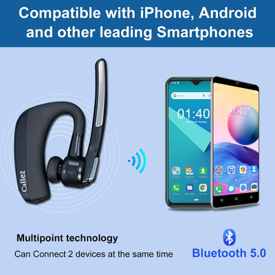 Headset Bluetooth mit CVC8.0 Dual Mikrofon Noise Cancelling, Kabellos Kopfhörer V5.0 Wireless Headse