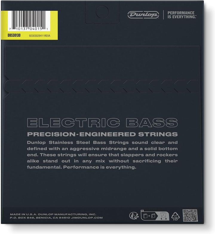 Dunlop DBS30130 Saiten für Bassgitarre, Medium, 6er Satz, 30-130, Edelstahl Medium 6 Saiten, Medium