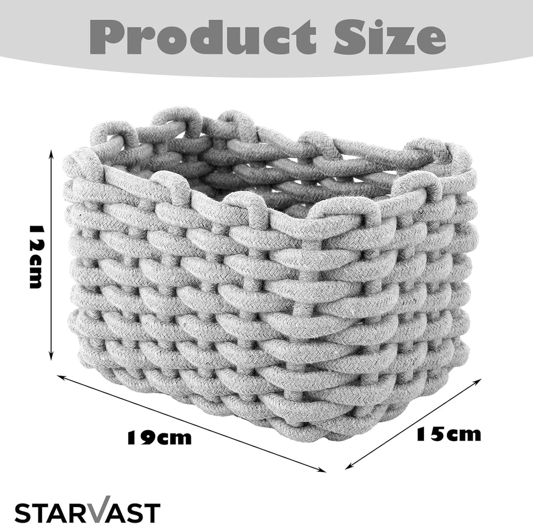 STARVAST 3 Stück Burr Basket 20 x 15 x 12 cm Häkelkorb Quadrat Aufbewahrungskorb Klein Organizer Kor