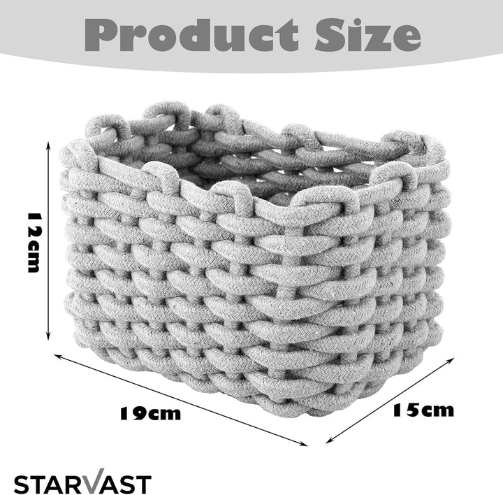 STARVAST 3 Stück Burr Basket 20 x 15 x 12 cm Häkelkorb Quadrat Aufbewahrungskorb Klein Organizer Kor