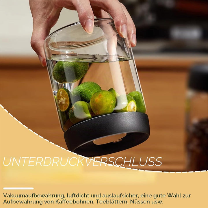 Lebensmittel Vorratsglas, 1200ml Luftdicht Glasbehälter, Glas Kaffeebohnenbehälter, mit ABS Deckel,