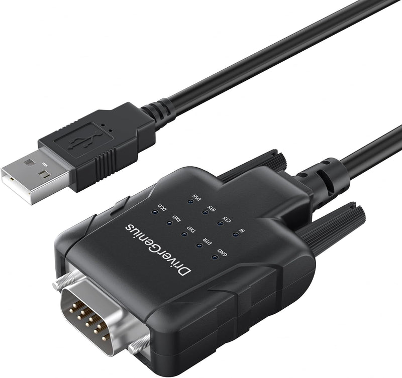 DriverGenius USB Typ-A auf Seriell RS232-(DB9) Adapter Konverter mit 9 x LEDs für IT-Administratoren