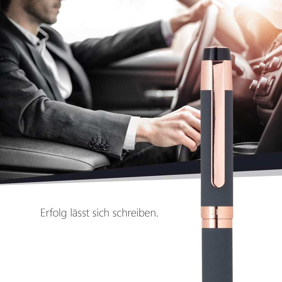 Cerruti 1881 Kugelschreiber „THAMES“ Grey | Schreibstift aus Edelstahl in einem grauen Korpus | Blau