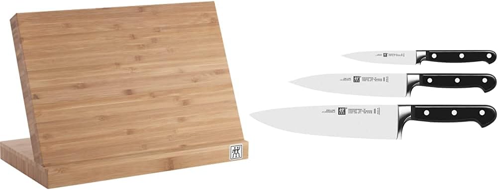 Zwilling 35046-110-0 Messerblock, Holz & Messer-Set, 3-tlg., Spick-/Garniermesser, Fleischmesser, Ko