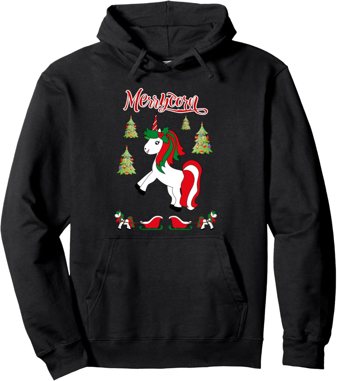 Christmas Unicorn Hoodie Merrycorn Unicorn Lovers Gift Pullover Hoodie