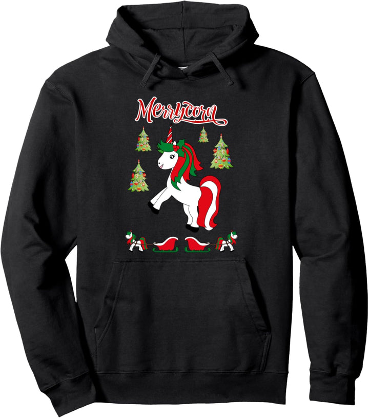 Christmas Unicorn Hoodie Merrycorn Unicorn Lovers Gift Pullover Hoodie