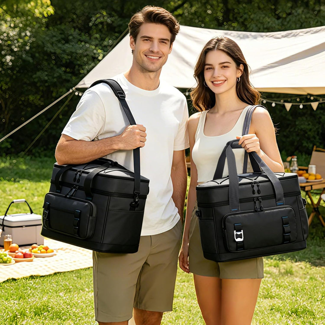 Kühltasche, 40L Grosse Kühlbox Faltbar, Wasserdichte Doppelwand Thermotasche Isolierte Picknicktasch