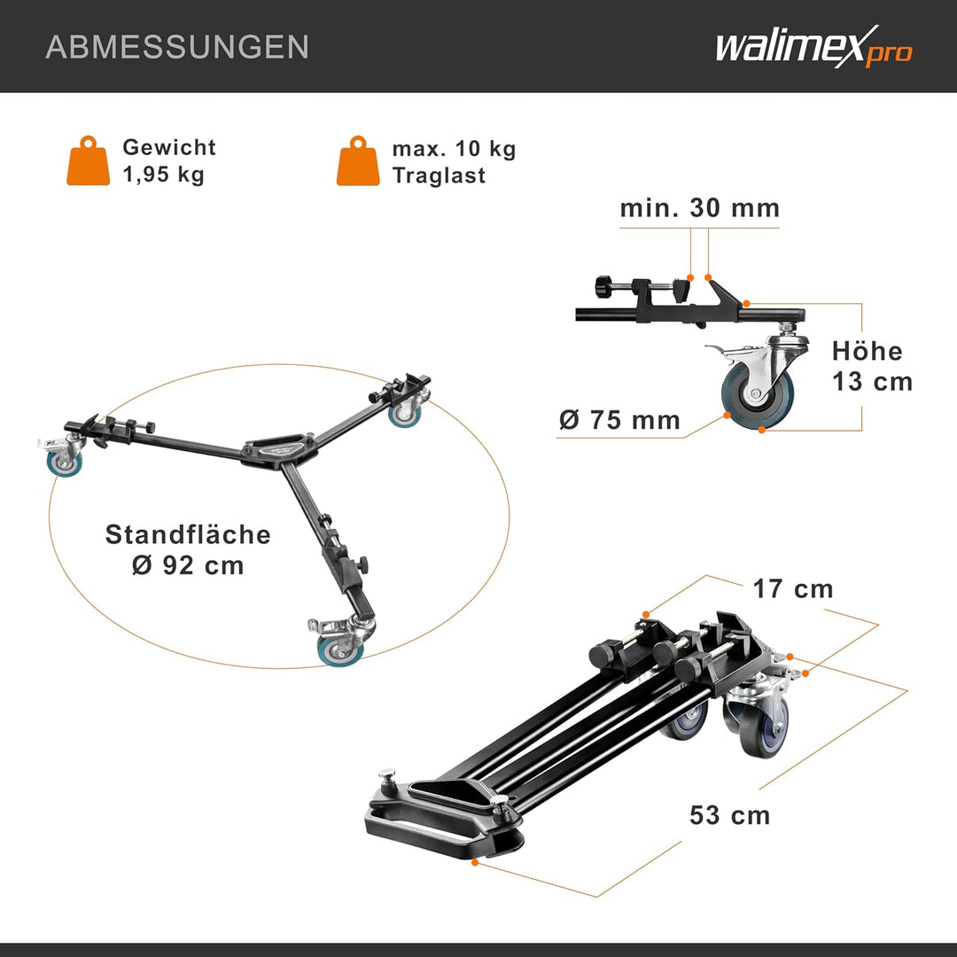 Walimex WT-600 Stativwagen, Schwarz Single, Single